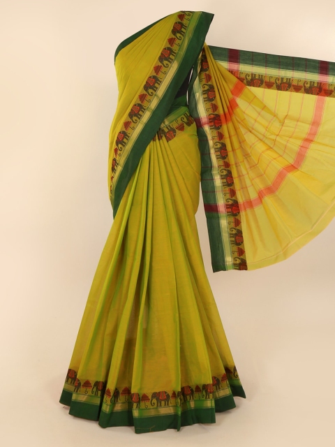 

Pothys Green Solid Pure Silk Saree