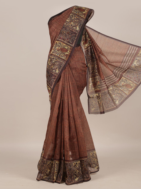 

Pothys Brown Solid Jute Silk Saree