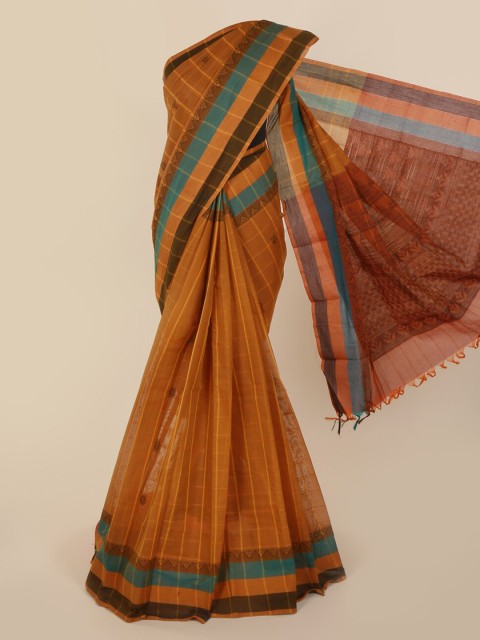 

Pothys Mustard Printed Pure Cotton Saree with Jhalar Pallu
