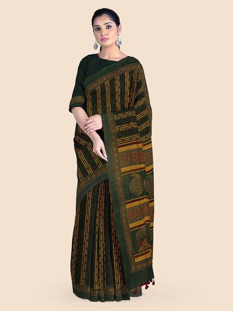 

Taneira Green & Yellow Pure Cotton Printed Khadi Saree