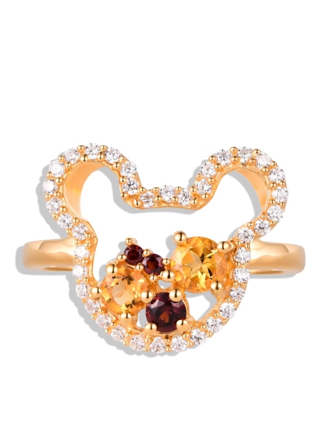 

TALISMAN Women Gold-Toned & Red Handcrafted Adjustable Disney Finger Ring