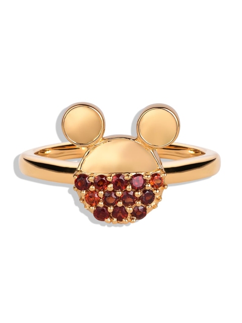 

TALISMAN Sterling Silver Rhodium-Plated Gold-Toned & Red CZ-Studded Handcrafted Sustainable Adjustable Disney Finger Ring