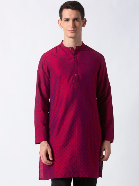 

Ethnicity Men Magenta Woven Design Straight Kurta