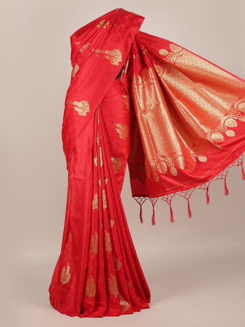 

Pothys Red Woven Design Jute Silk Saree
