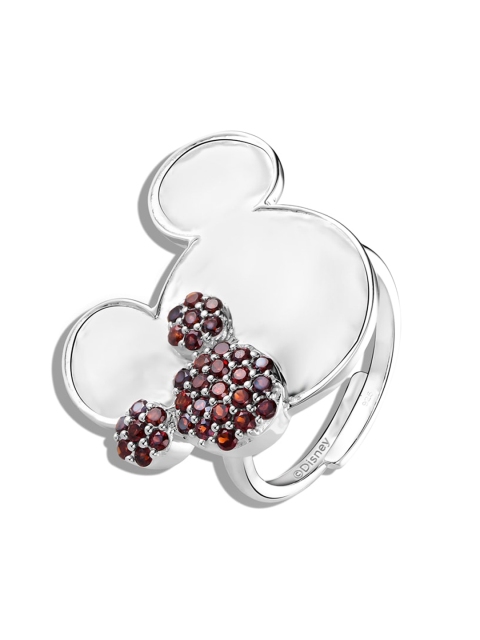 

TALISMAN Rhodium-Plated Silver-Toned & Red CZ-Studded Handcrafted Disney Finger Ring