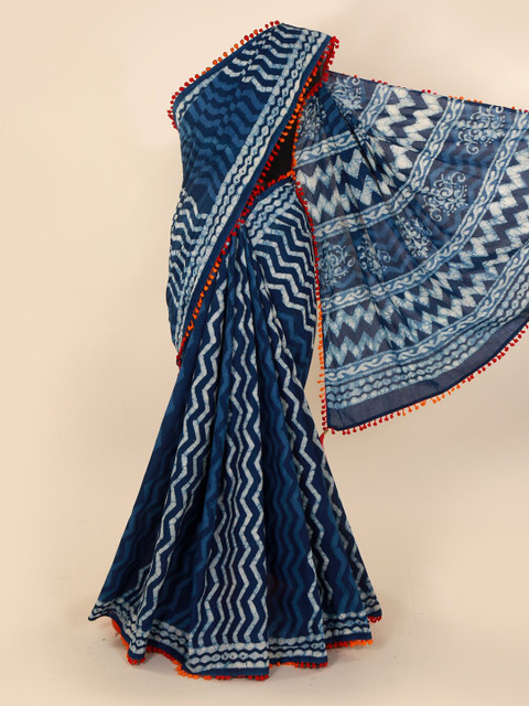

Pothys Blue Printed Pure Silk Saree
