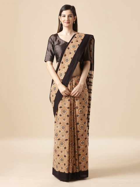 

Taneira Mustard Yellow Pure Cotton Printed Bagru Saree