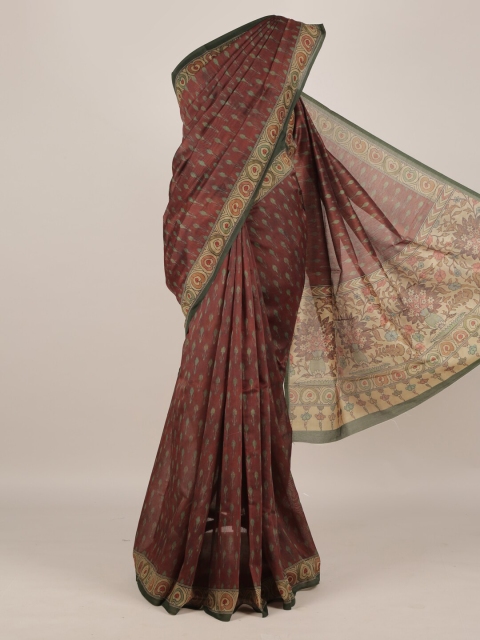 

Pothys Maroon Printed Jute Silk Saree