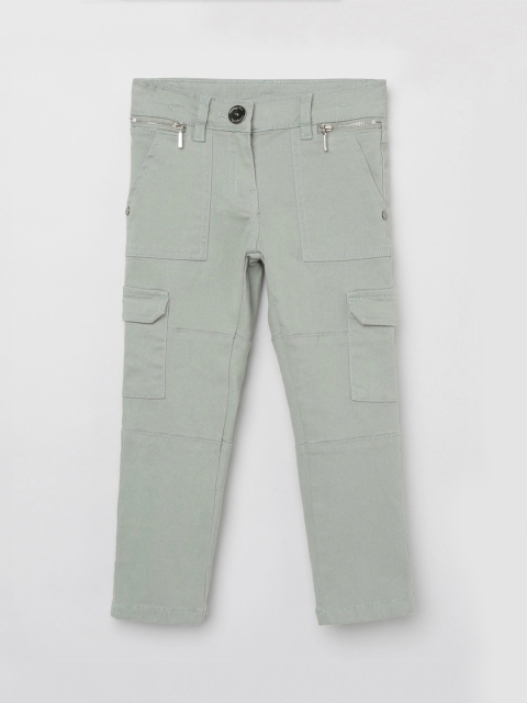max Girls Green Regular Fit Solid Cargos