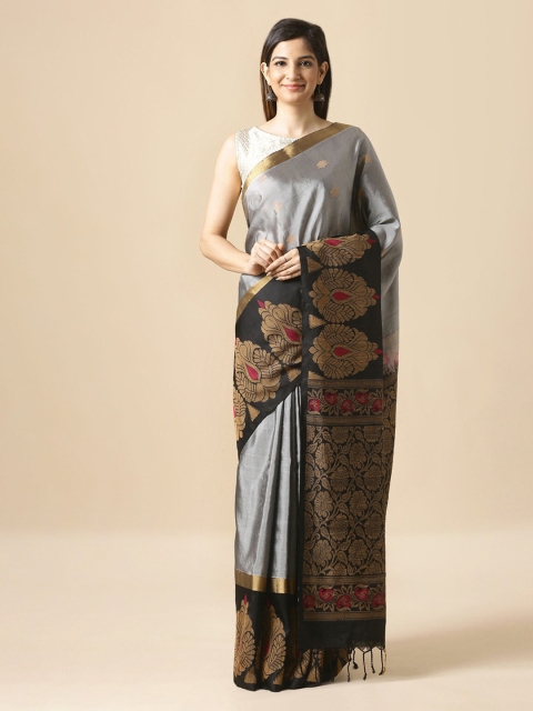 

Taneira Grey Woven Design Handloom Pure Silk Saree