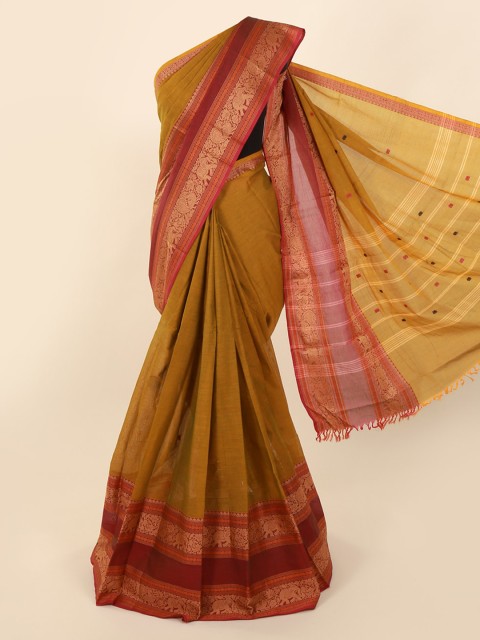 

Pothys Green & Assorted Pure Cotton Woven Design Saree