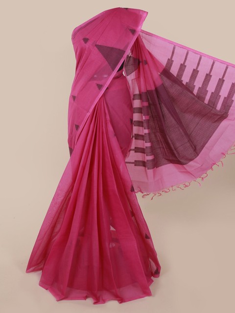 

Pothys Magenta & Brown Pure Cotton Woven Design Saree