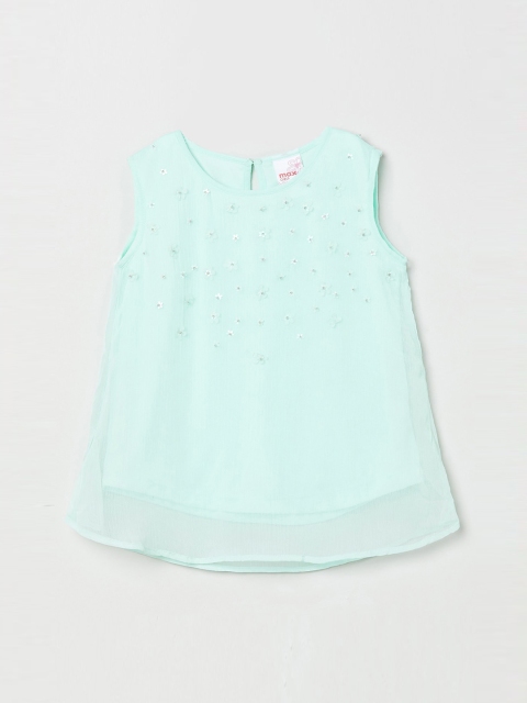 max Girls Green Solid Top