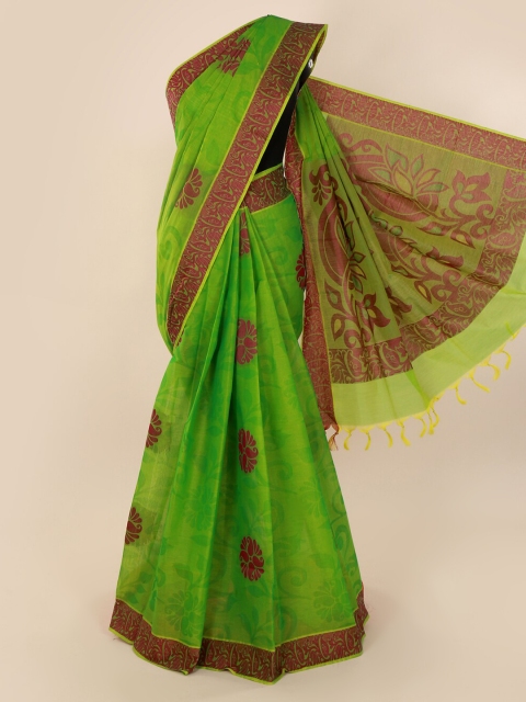 

Pothys Green & Magenta Pure Silk Woven Design Saree