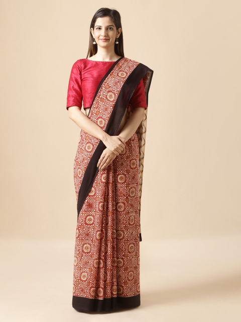 

Taneira Red & Black Pure Cotton Printed Bagru Saree