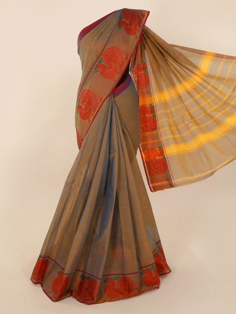 

Pothys Brown Solid Pure Cotton Saree