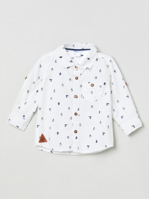 

max Boys White Regular Fit Printed Casual Shirt