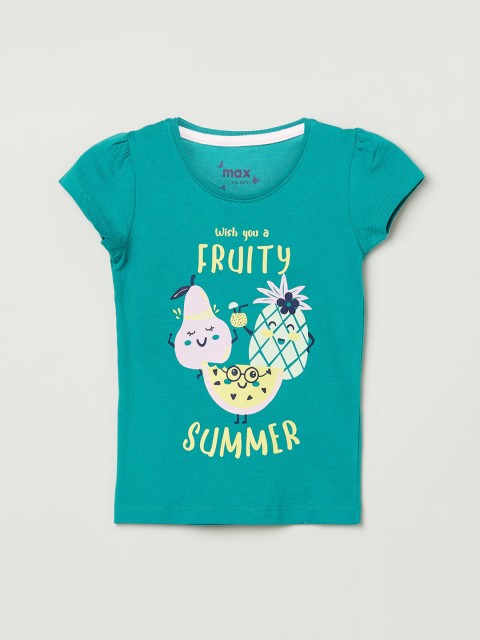 

max Girls Green Printed Top