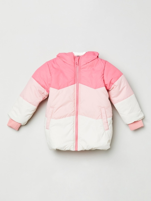 

max Girls Pink & White Colourblocked Padded Jacket