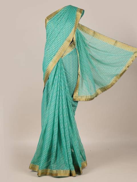 

Pothys Blue Printed Poly Georgette Saree