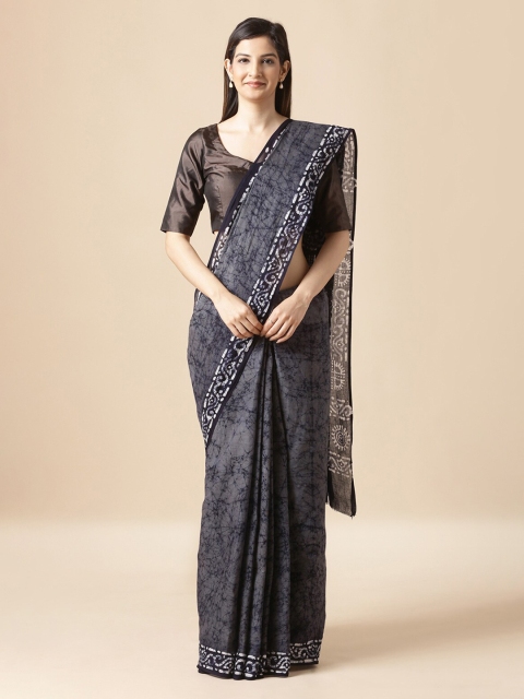 

Taneira Grey Pure Cotton Printed Block Print Saree