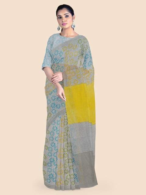 

Taneira Multicoloured Pure Cotton Printed Block Print Saree, Multi