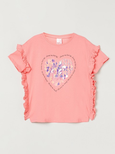 

max Girls Pink Embellished Cotton Top