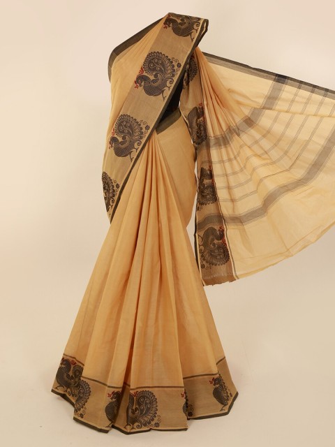 

Pothys Cream-Coloured Solid Pure Cotton Saree