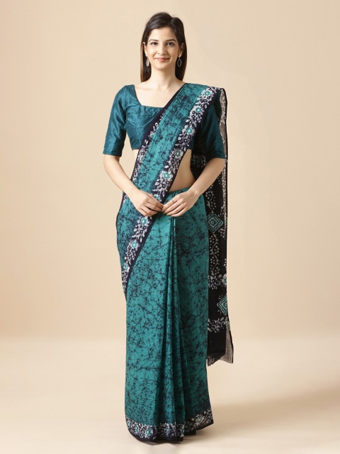 

Taneira Green Pure Cotton Printed Block Print Saree