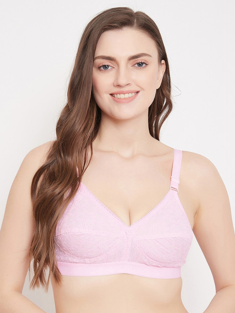 

Klassik Pink Self Design Non-Wired Non Padded Everyday Bra