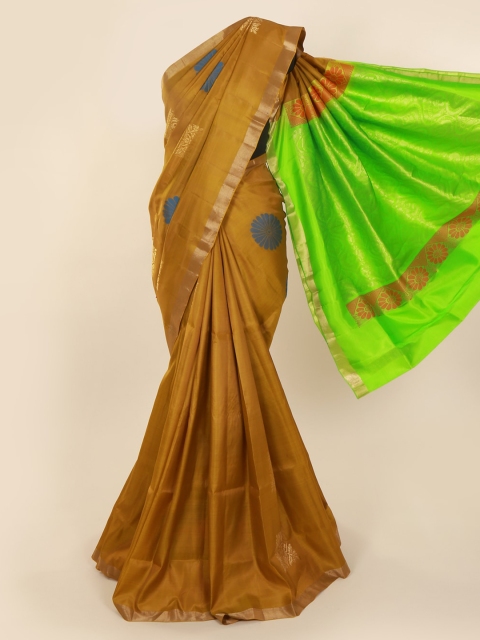 

Pothys Mustard & Green Pure Silk Woven Design Kanjeevaram Saree