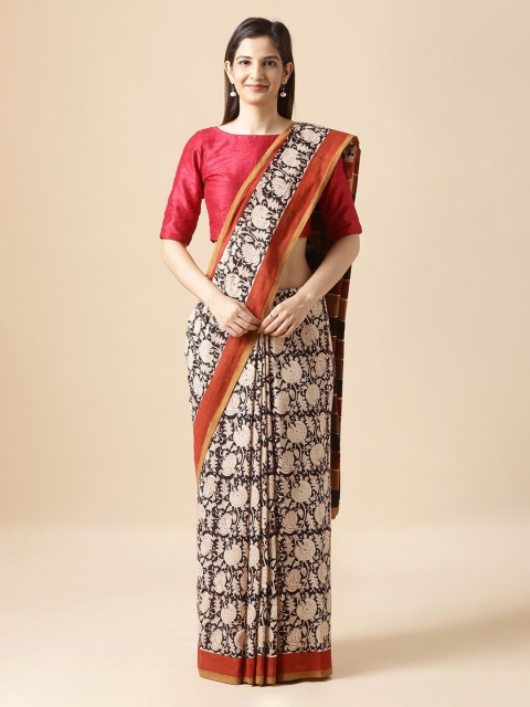 

Taneira Black & Cream-Coloured Pure Cotton Printed Bagru Saree