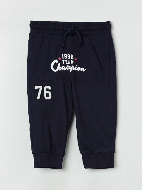 

max Boys Navy Blue Printed Joggers
