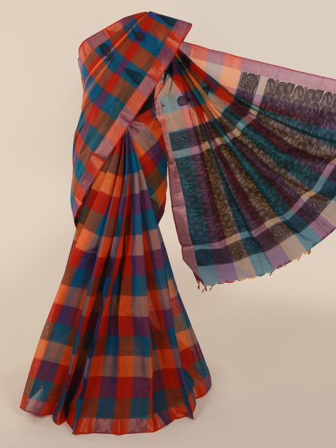 

Pothys Multicoloured Checked Pure Cotton Saree, Multi