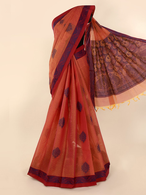 

Pothys Rust Brown Printed Pure Silk Saree
