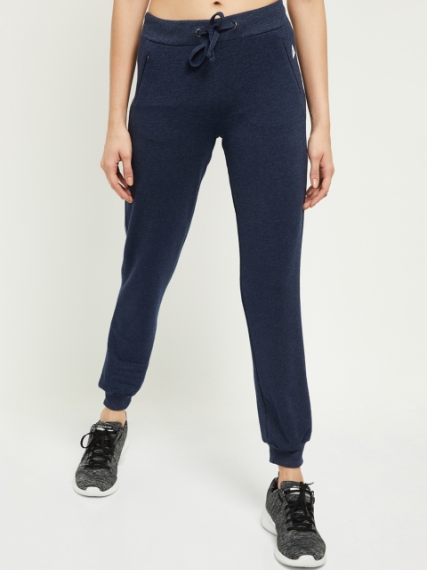 

max Women Navy Blue Textured Joggers