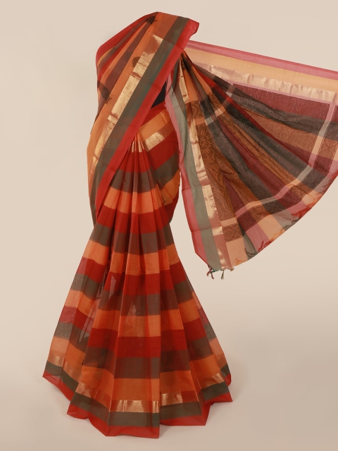 

Pothys Multicoloured Solid Pure Cotton Saree, Multi
