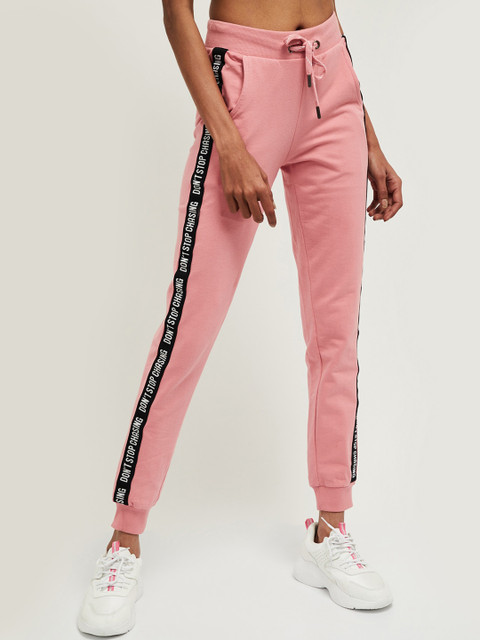 

max Women Pink & Black Solid Joggers