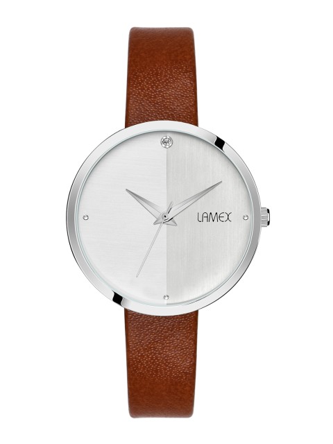 

LAMEX Women Silver-Toned & Brown Analogue Watch
