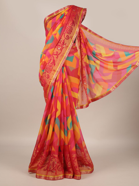 

Pothys Multicoloured Printed Poly Georgette Saree, Multi