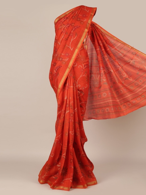 

Pothys Red Printed Jute Silk Saree