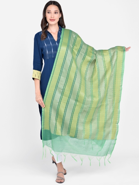 

Dupatta Bazaar Green & Yellow Woven Design Dupatta