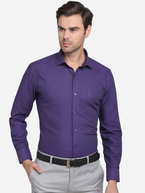 

METAL Men Violet Slim Fit Self Design Formal Shirt