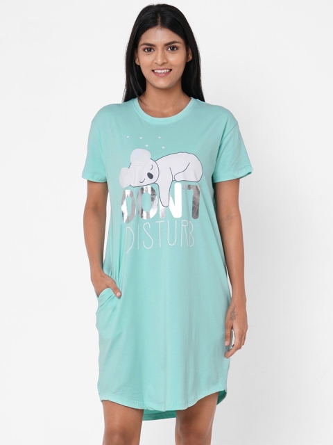 Sweet Dreams Turquoise Blue Printed Sleep Shirt