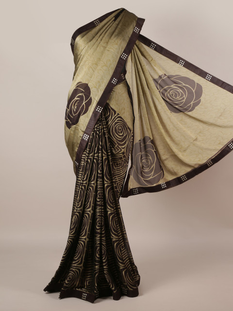 

Pothys Green Printed Poly Georgette Saree
