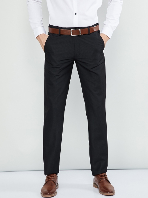 

max Men Black Slim Fit Solid Regular Trousers