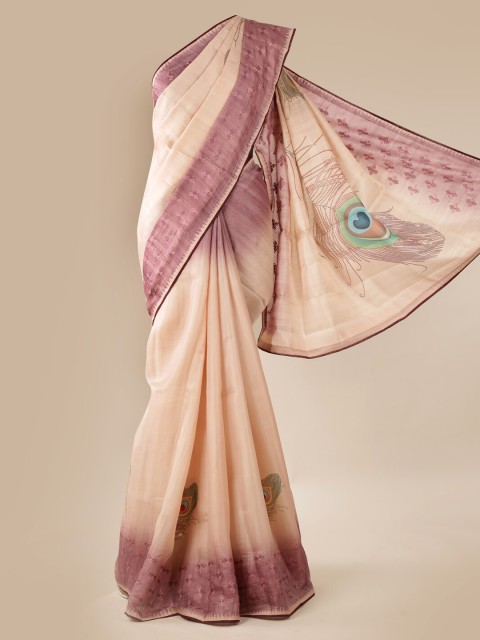 

Pothys Cream-Coloured Solid Jute Silk Saree