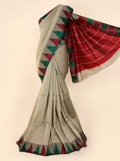 

Pothys Cream-Coloured Solid Art Silk Saree