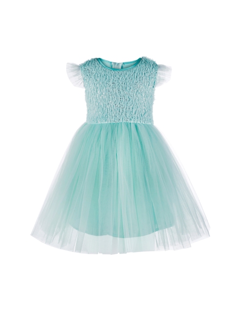 

Toy Balloon kids Girls Turquoise Blue Embellished Fit and Flare Dress