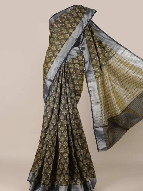 

Pothys Olive Green Woven Design Jute Silk Saree